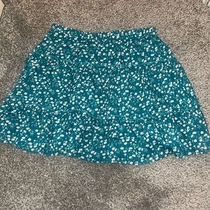 SHEIN Teal Floral A-Line Skirt
